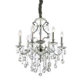Lustre Ideal Lux GIOCONDA SP6 044927 E14 LED en cristal taillé argenté