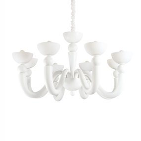 Lámpara de araña LED Ideal Lux BON BON SP8 094007 E14 de cristal tallado blanco