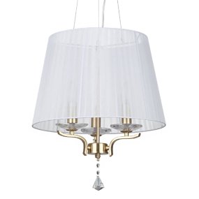 Lámpara de araña LED Ideal Lux PEGASO 197715 E14, latón, cristal tallado, pantalla de organza.