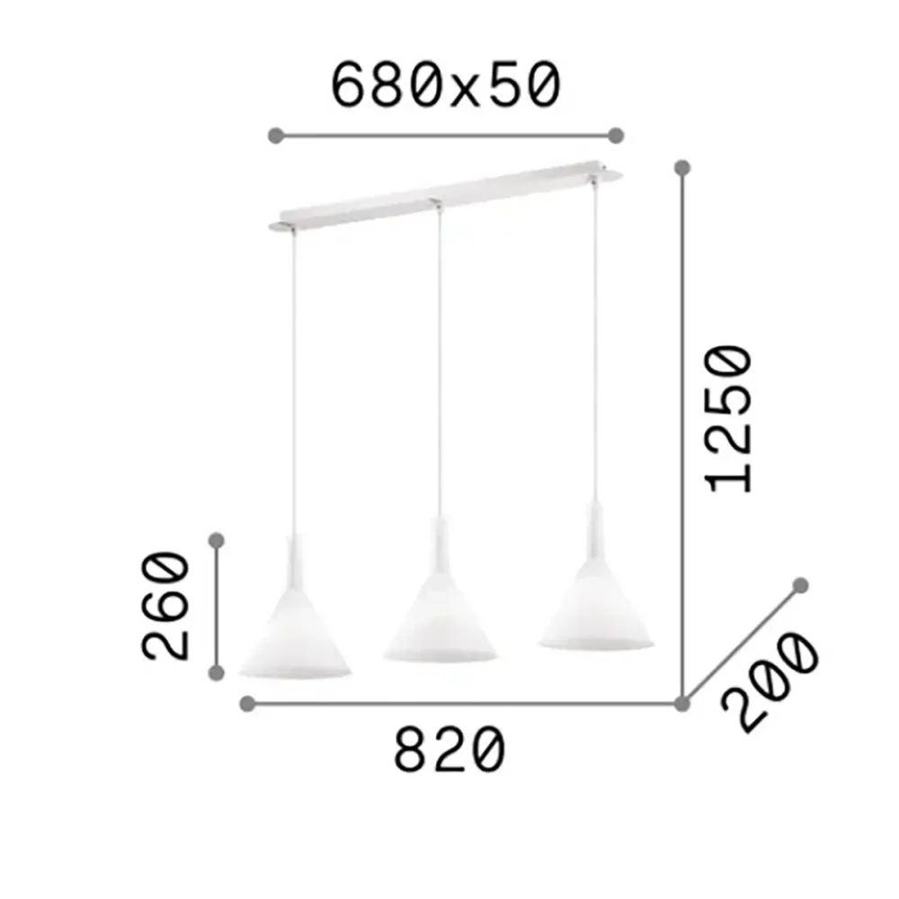 Lustre en métal à trois lumières Ideal Lux COCKTAIL 074245