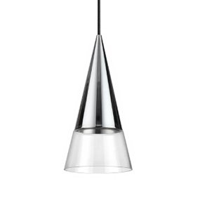 Sospensione moderna Ideal Lux CONO 321462 GU10 LED cromo lucido vetro soffiato trasparente