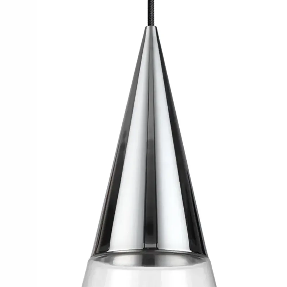 Sospensione moderna Ideal Lux CONO 321462 GU10 LED cromo lucido vetro soffiato trasparente