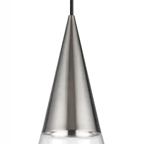 Sospensione moderna Ideal Lux CONO 322803 GU10 LED nickel satinato vetro soffiato trasparente