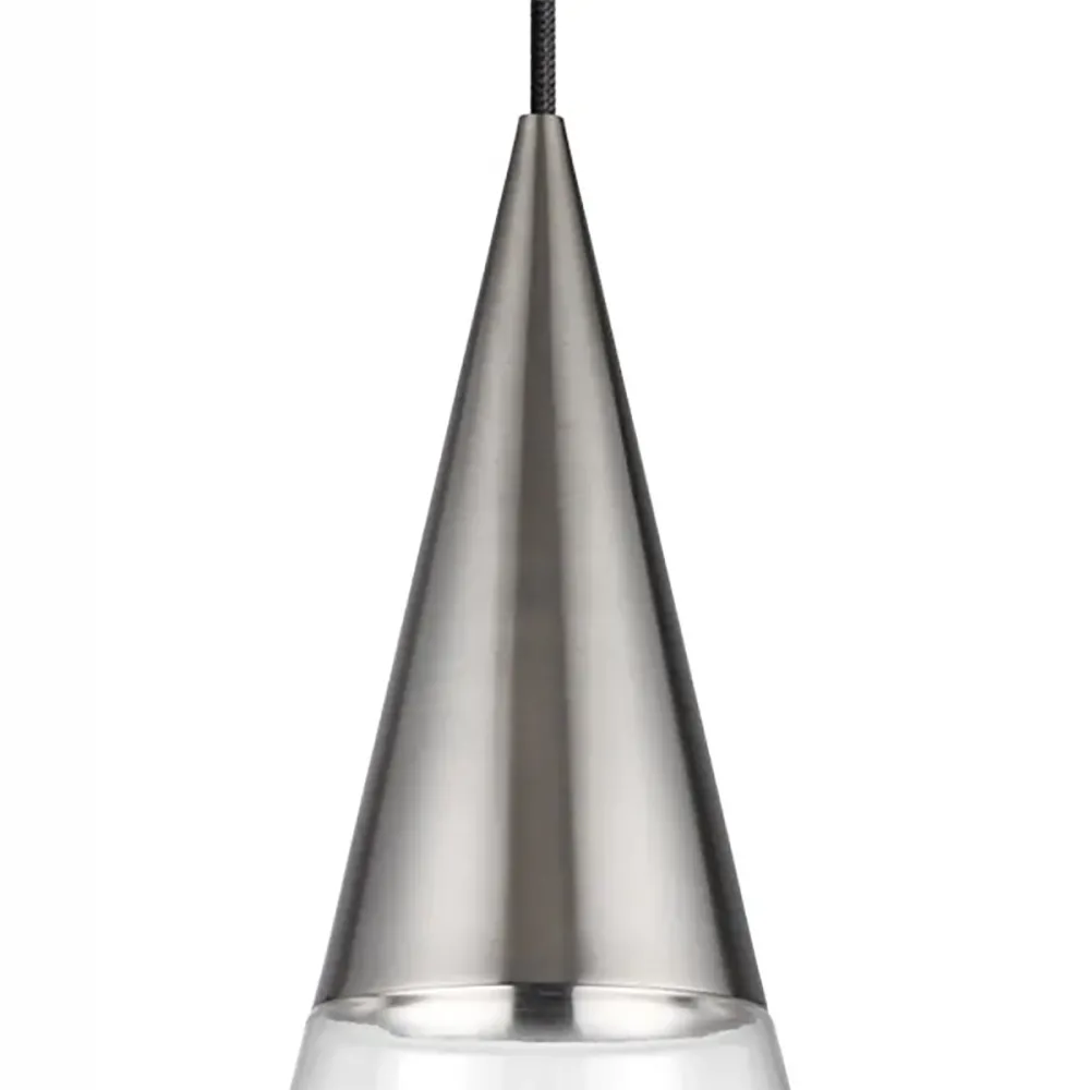 Sospensione moderna Ideal Lux CONO 322803 GU10 LED nickel satinato vetro soffiato trasparente