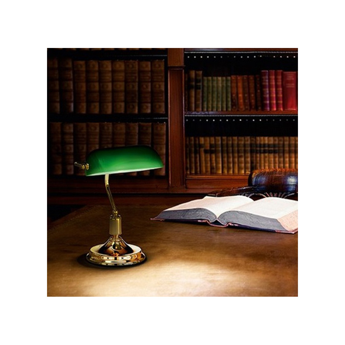 ID-LAWYER TL1 E27 abat-jour verre vert lampe de table classique en métal intérieur IP20