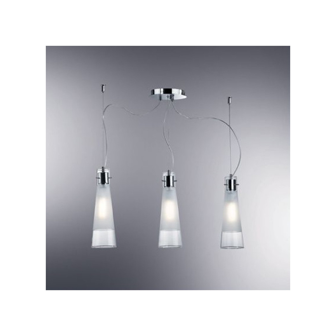 Lampadario ID-KUKY CLEAR SP3 E27 vetro metallo moderno sospensione calatine interno IP20