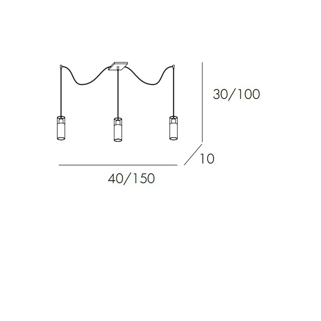Lampadario TP-CILINDER 1078 E27 60W 3 luci vetro cilindro moderno interno