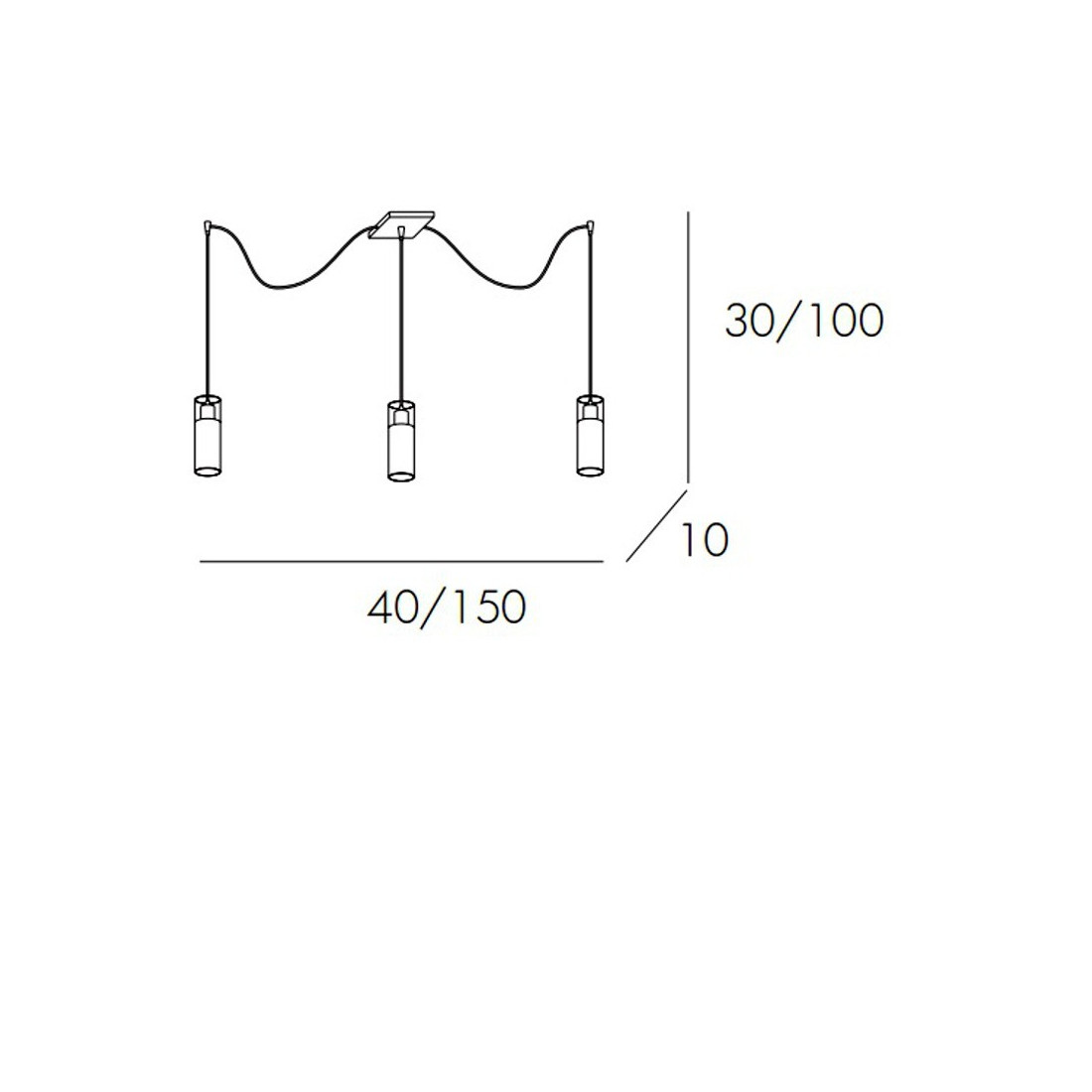 Lampadario TP-CILINDER 1078 E27 60W 3 luci vetro cilindro moderno interno