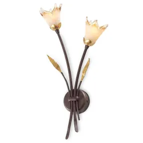 Applique FM-ORCHIDEA 6303 2 luci lampada parete classica ferro artigianale G9