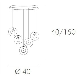 Lustre TP-WILLOW 1098 G9 40W 5 lumières suspension moderne sphères internes