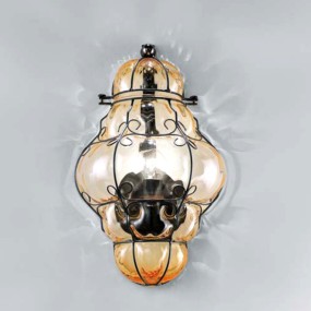 Wandleuchte SY-TIEPOLO 1437 E14 LED INOX Stahl klassische Wandleuchte Murano mundgeblasenes Glas innen