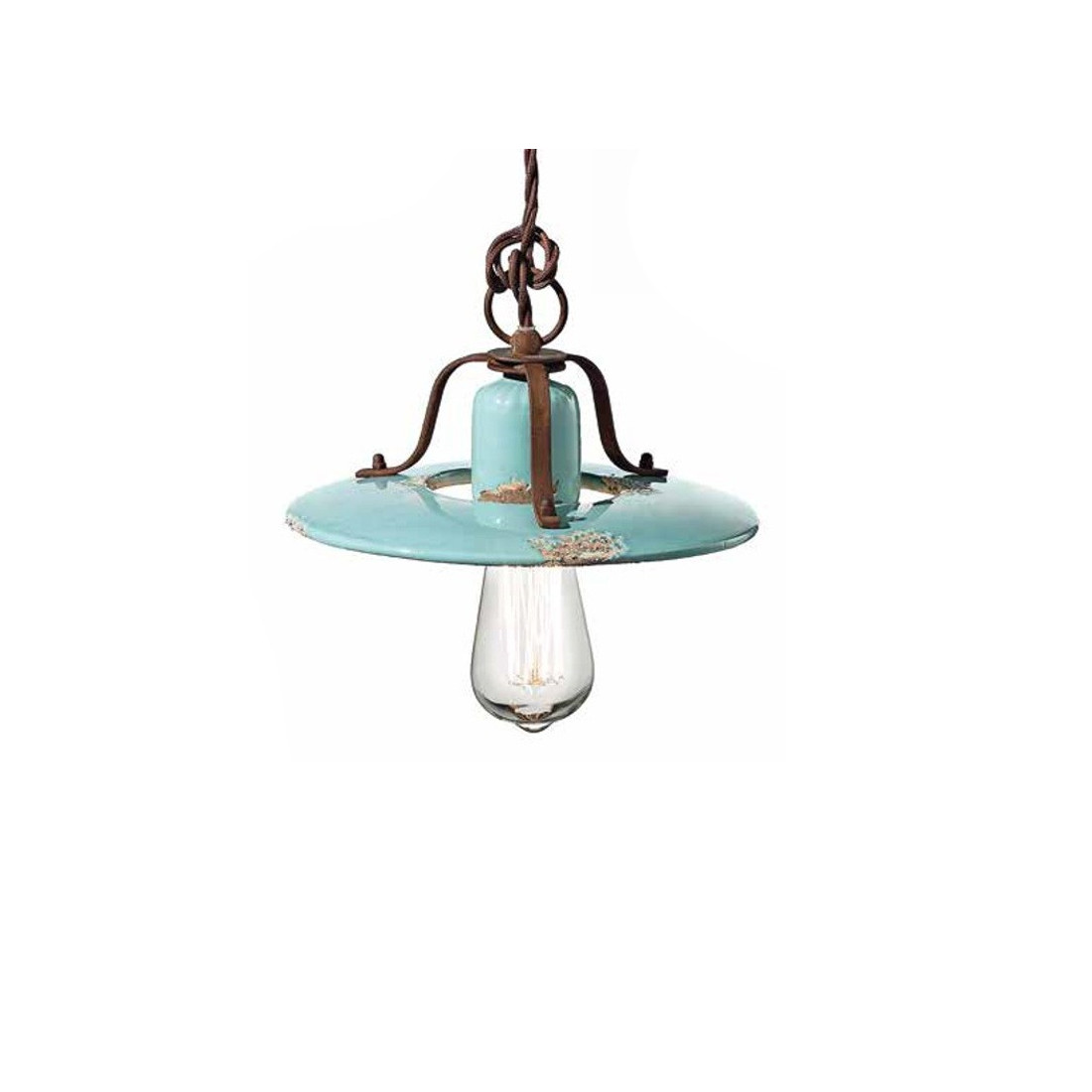 Lampadario FE-COUNTRY RETRO C1441 25CM E27 LED ceramica artigianale treccia sospensione classica rustica interno