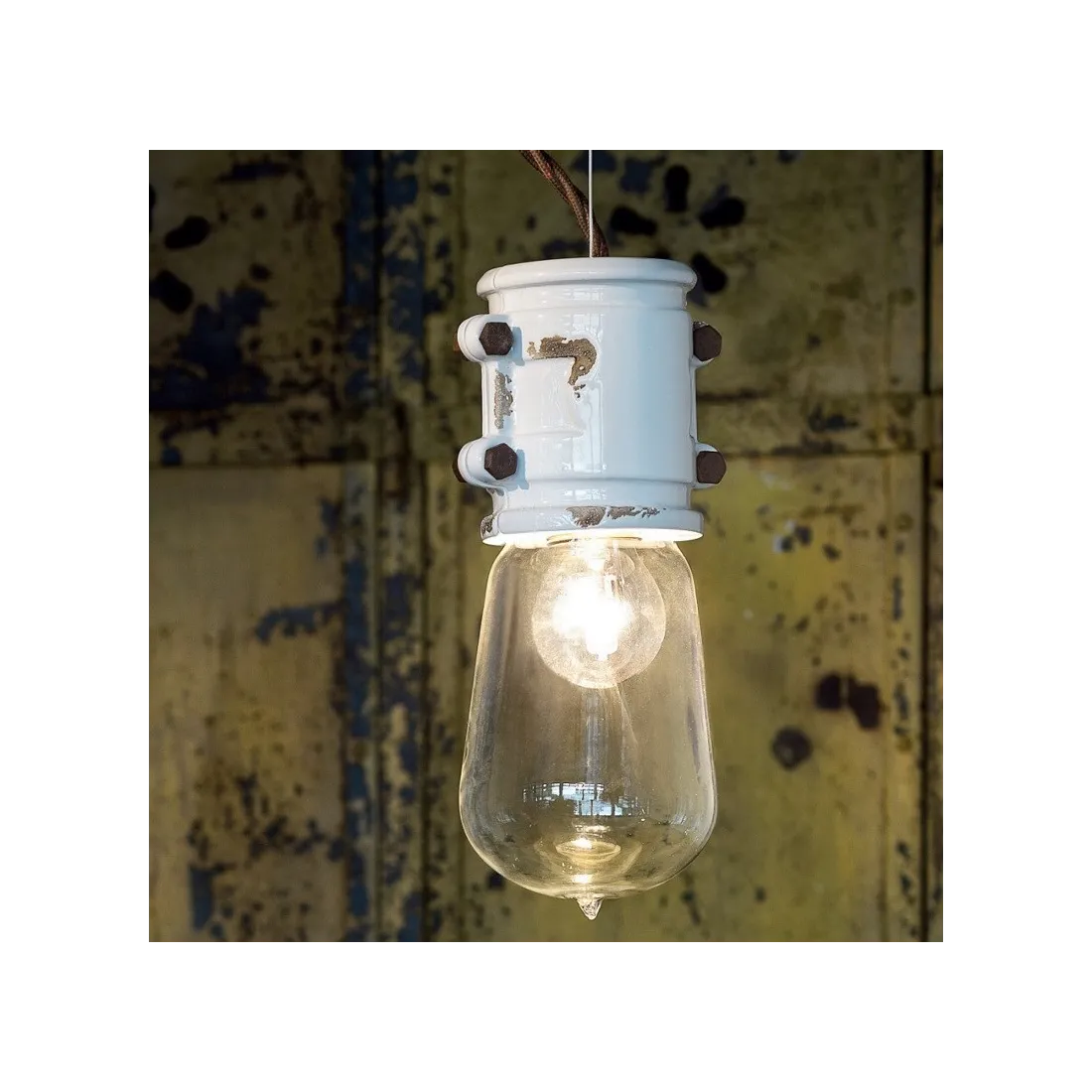 FE-URBAN RETRO C1520 E27 Lustre LED artisanal en céramique céramique verre classique suspension intérieure rustique