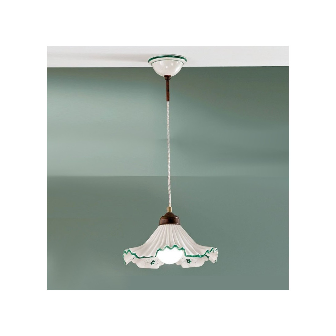 DP-ANNA suspension SM 30 cm E27 53W lustre d'intérieur classique en céramique rustique