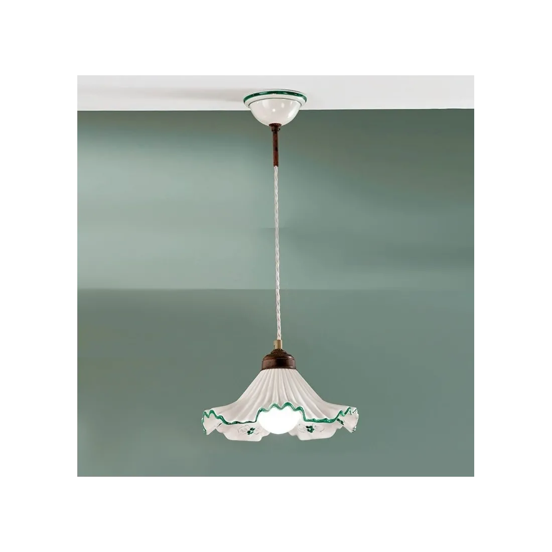 DP-ANNA suspension SM 30 cm E27 53W lustre d'intérieur classique en céramique rustique