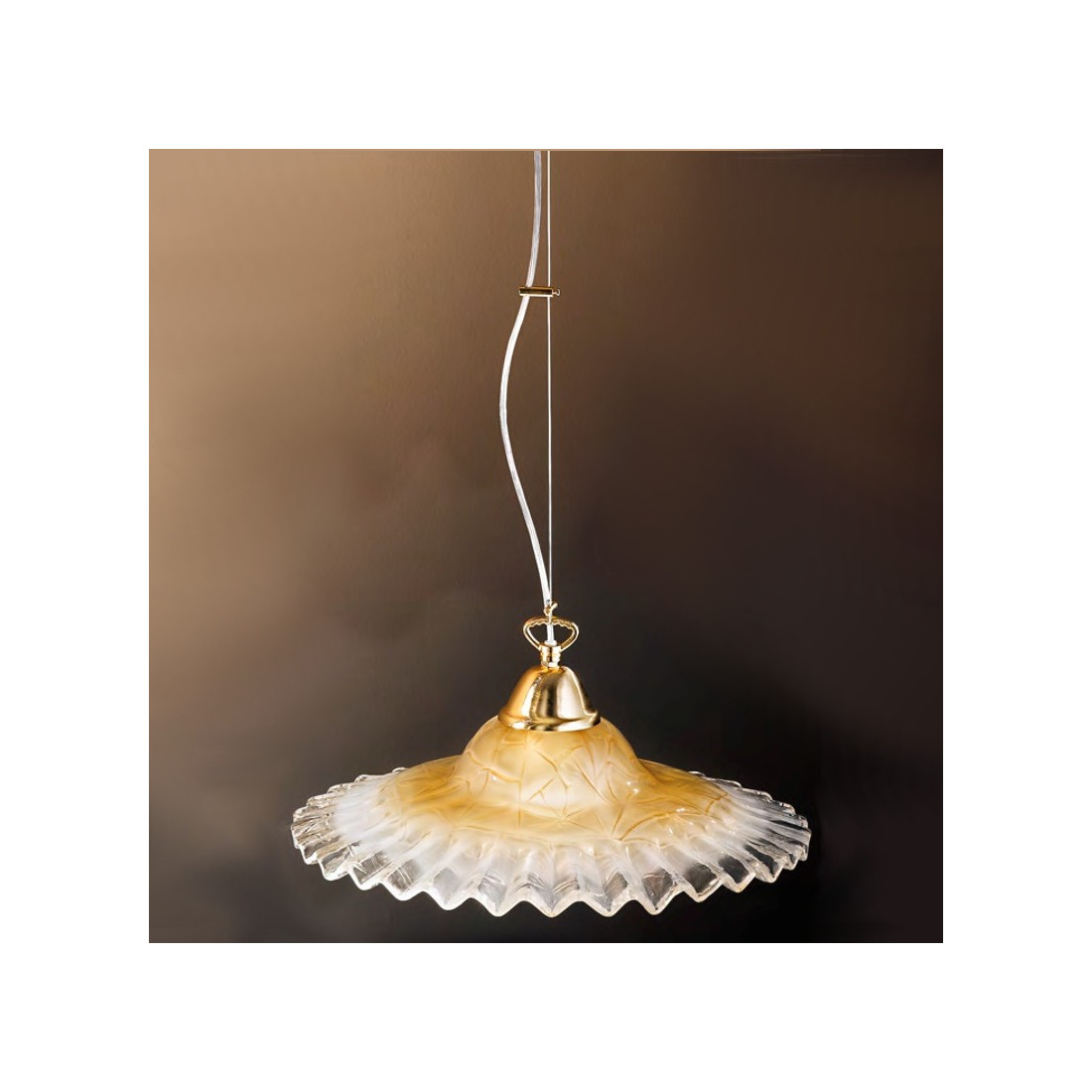 Sospensione DP-2577 SM 40cm E27 53W vetro smerlato lampadario classico interno