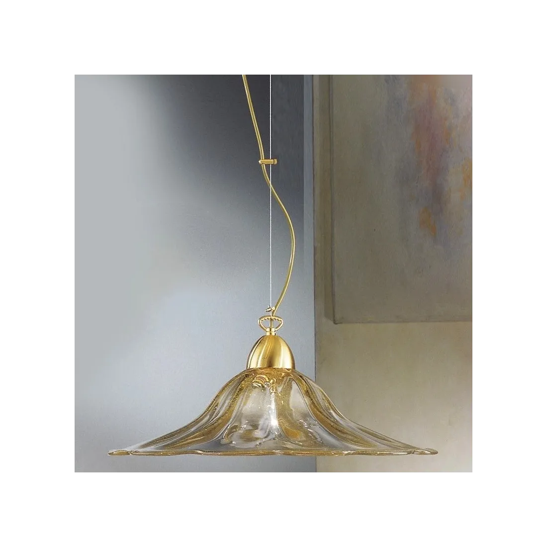 Lampadario DP-2324 E27 53W vetro murano piatto classico liscio metallo oro interno