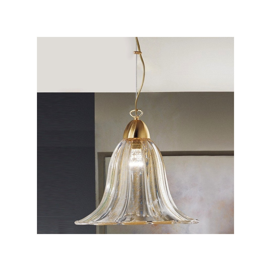 Lampadario DP-2321 E27 53W vetro murano campana classica metallo dorato interno
