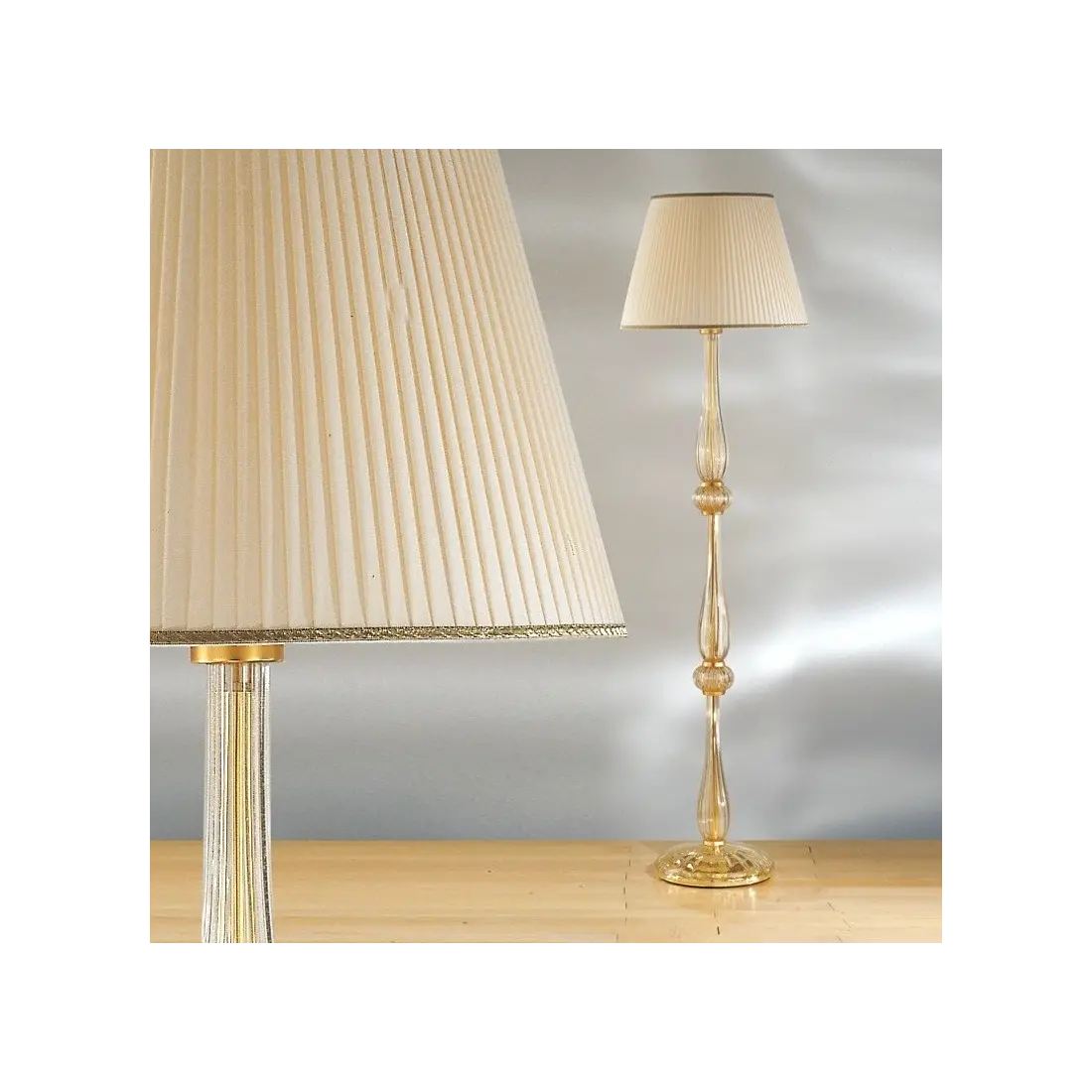 Piantana DP-2327 E27 53W lampada terra classica murano paralume tessuto