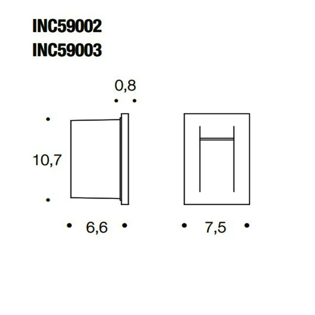 PN-FAST INC59002 Applique murale LED 3W IP65 encastré extérieur 55 ° lampe de balisage moderne en métal