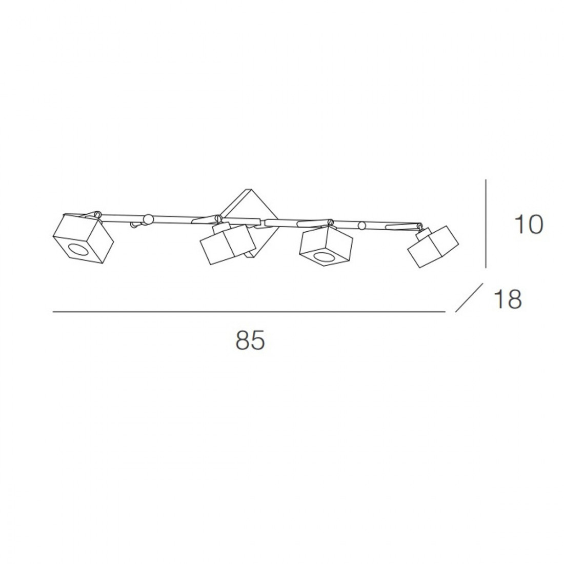 Track TP-METROPOLITAN 1047 F4 G9 40W 4 lampes plafonnier