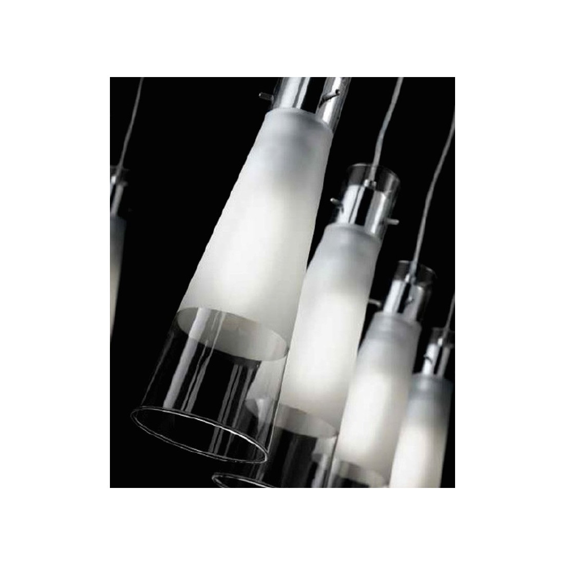 Lampadario ID-KUKY CLEAR SP4 E27 vetro metallo moderno sospensione calatine interno IP20