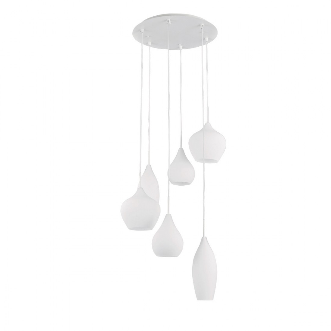 Lampadario ID-SOFT SP6 E14 vetro soffiato bianco fumè moderno sospensione interno IP20