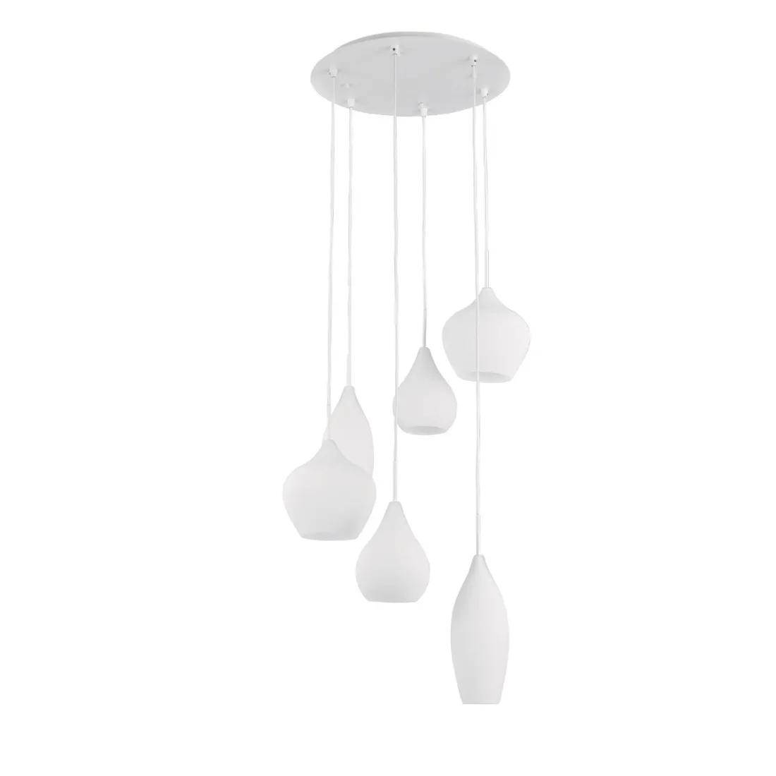 Lustre ID-SOFT SP6 E14 en verre soufflé blanc fumé, suspension interne IP20