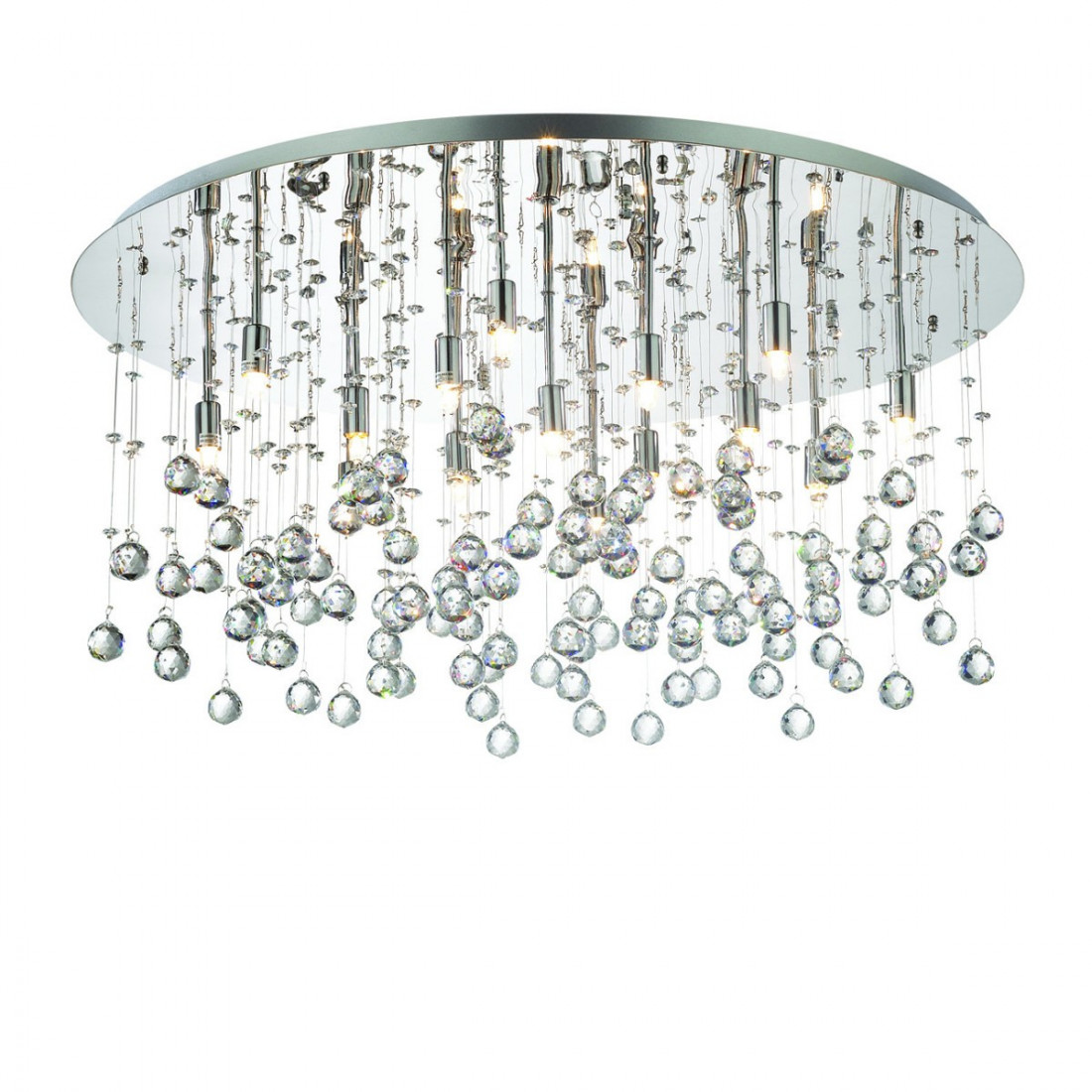 Plafoniera ID-MOONLIGHT PL15 luci G9 metallo cromo moderna sfere cristallo trasparente lampada soffitto interno IP20