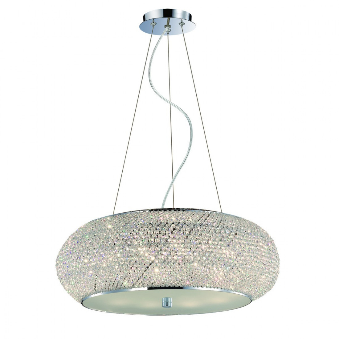 Lampadario ID-PASHA' SP10 E14 cristallo trasparente metallo cromo moderna sospensione interno IP20