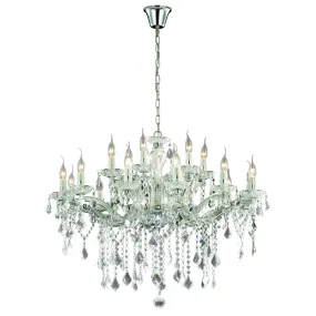 Lampadario ID-FLORIAN SP18 CROMO E14 LED classico vetro molato gocce cristallo trasparenti multiluce interno