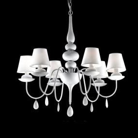 Lampadario ID-BLANCHE SP6 E14  gocce vetro moderno metallo bianco nero tessuto lampada parete interno IP20