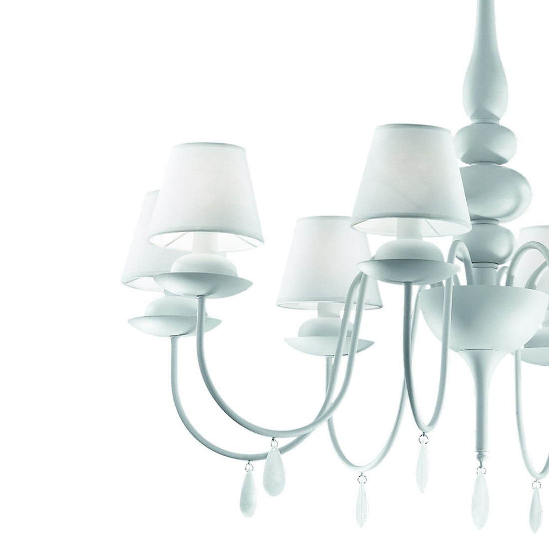 Lampadario ID-BLANCHE SP8 E14  gocce vetro moderno metallo bianco nero tessuto lampada parete interno IP20