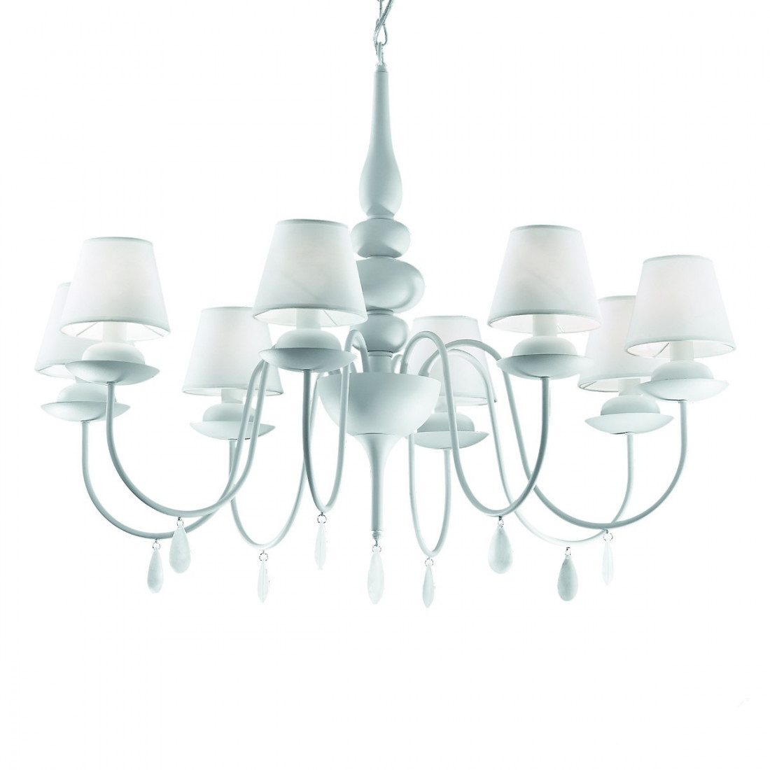 Lampadario ID-BLANCHE SP8 E14  gocce vetro moderno metallo bianco nero tessuto lampada parete interno IP20
