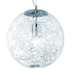 Lampadario ID-MAPA MAX SP1 D30 E27 sfera vetro fili alluminio moderno sospensione interno IP20