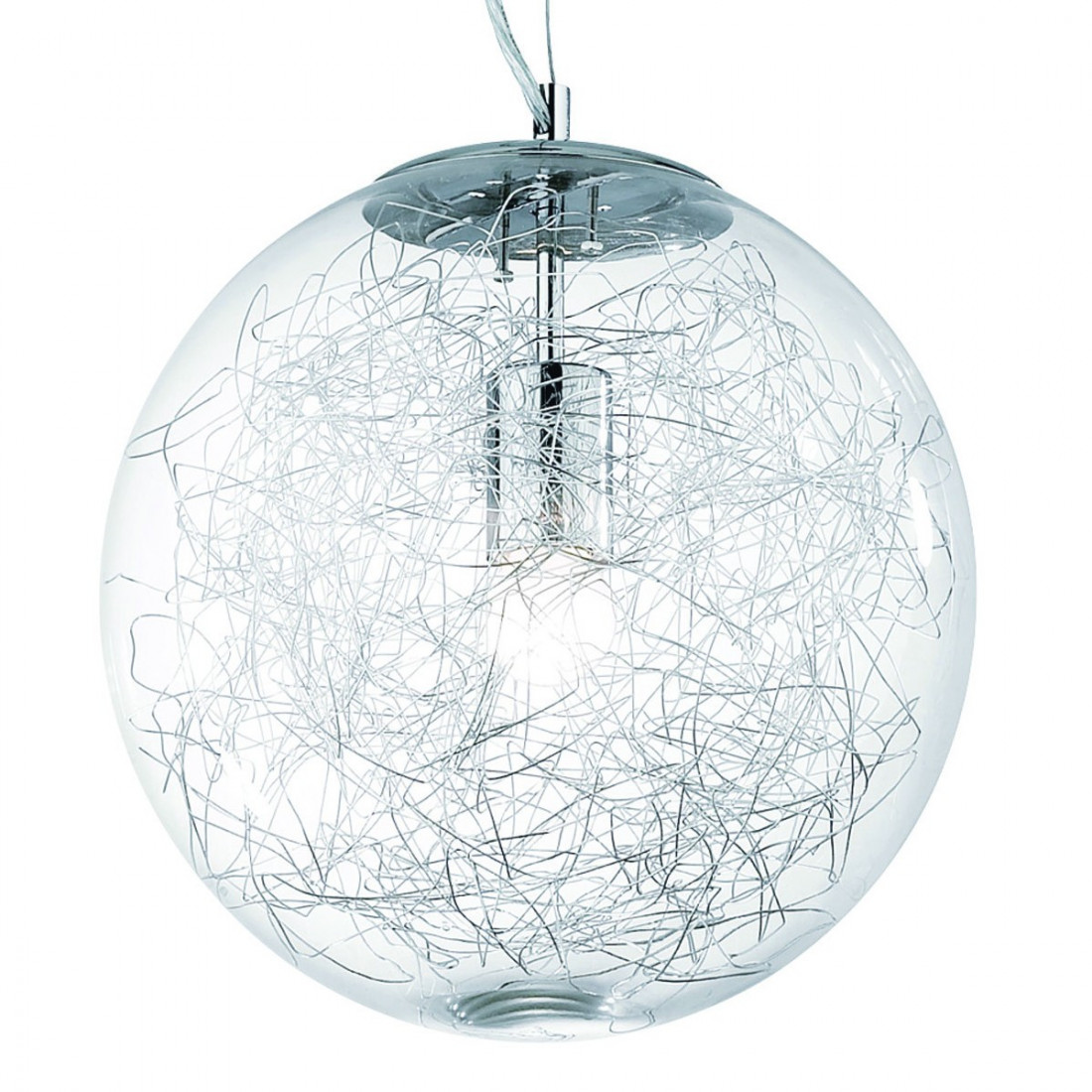 Lampadario ID-MAPA MAX SP1 D30 E27 sfera vetro fili alluminio moderno sospensione interno IP20