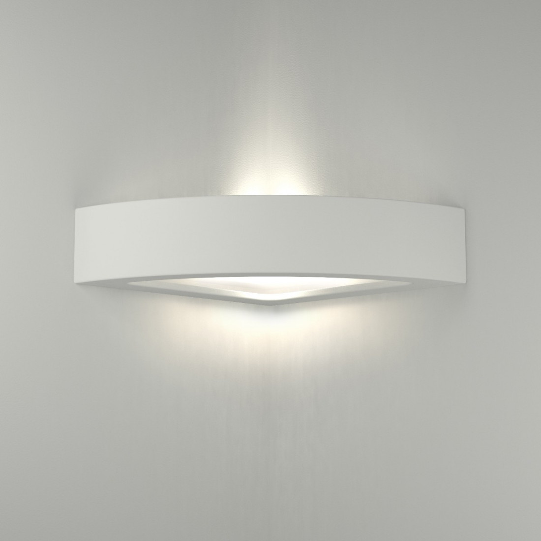 Applique BF-8056 42 E27 LED angolo gesso vetro biemissione lampada parete verniciabile interno IP20