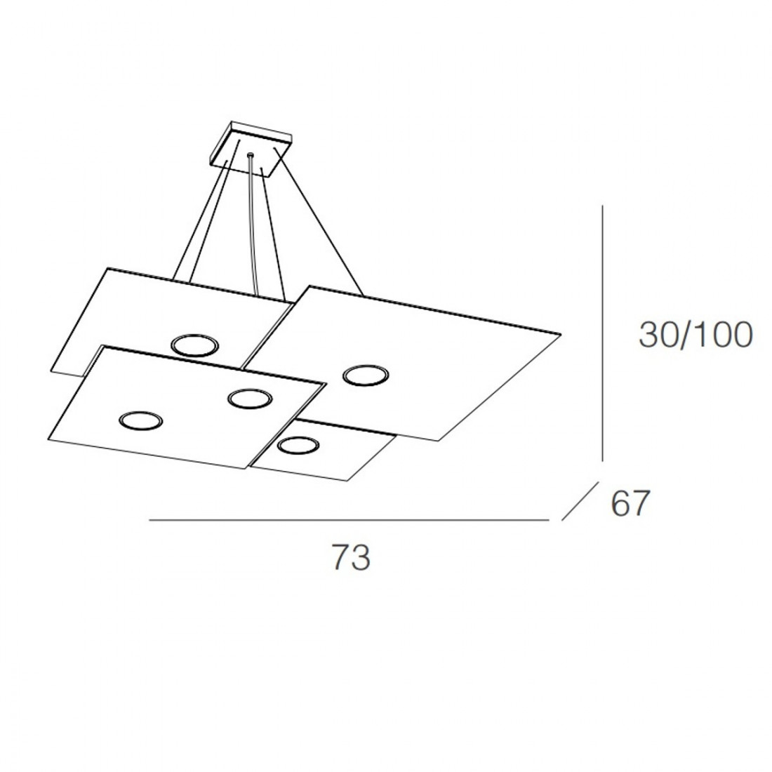 TP-PLATE 1129 S5 45W Gx53 lustre Blanc métal LED émission lumineuse suspension moderne