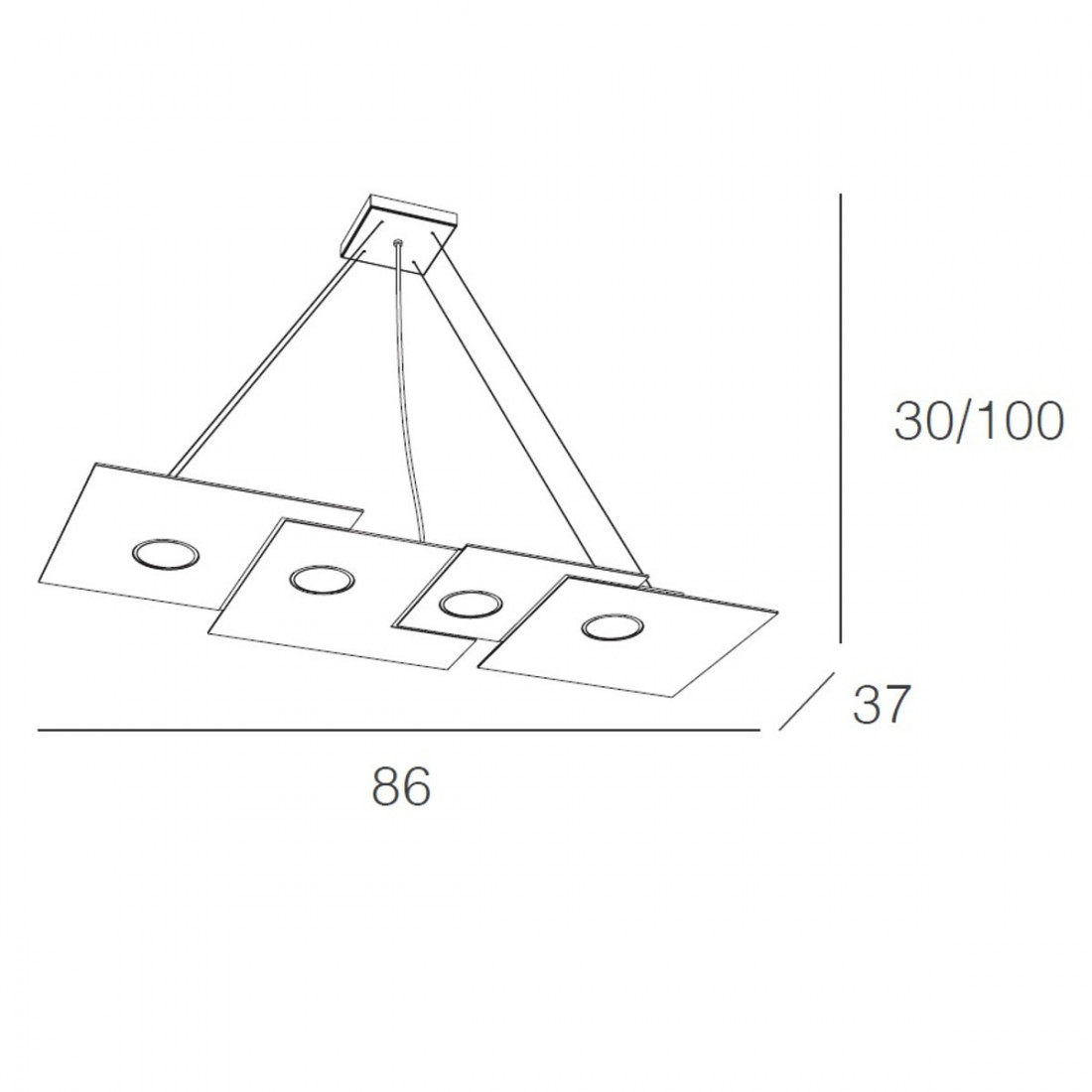 Lampadario TP-PLATE 1129 S4 R 36W Gx53 Led rettangolare metallo bianco monoemissione sospensione moderna