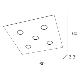 Plafoniera TP-AREA 1127 PL5 45W Gx53 Led metallo bianco lampada soffitto parete quadrata moderna