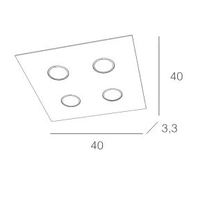 Plafoniera TP-AREA 1127 PL4 36W Gx53 Led metallo bianco lampada soffitto parete quadrata moderna