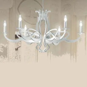 Lampadario LM-2001 6 E14 LED classico metallo decorato foglia sospensione interni