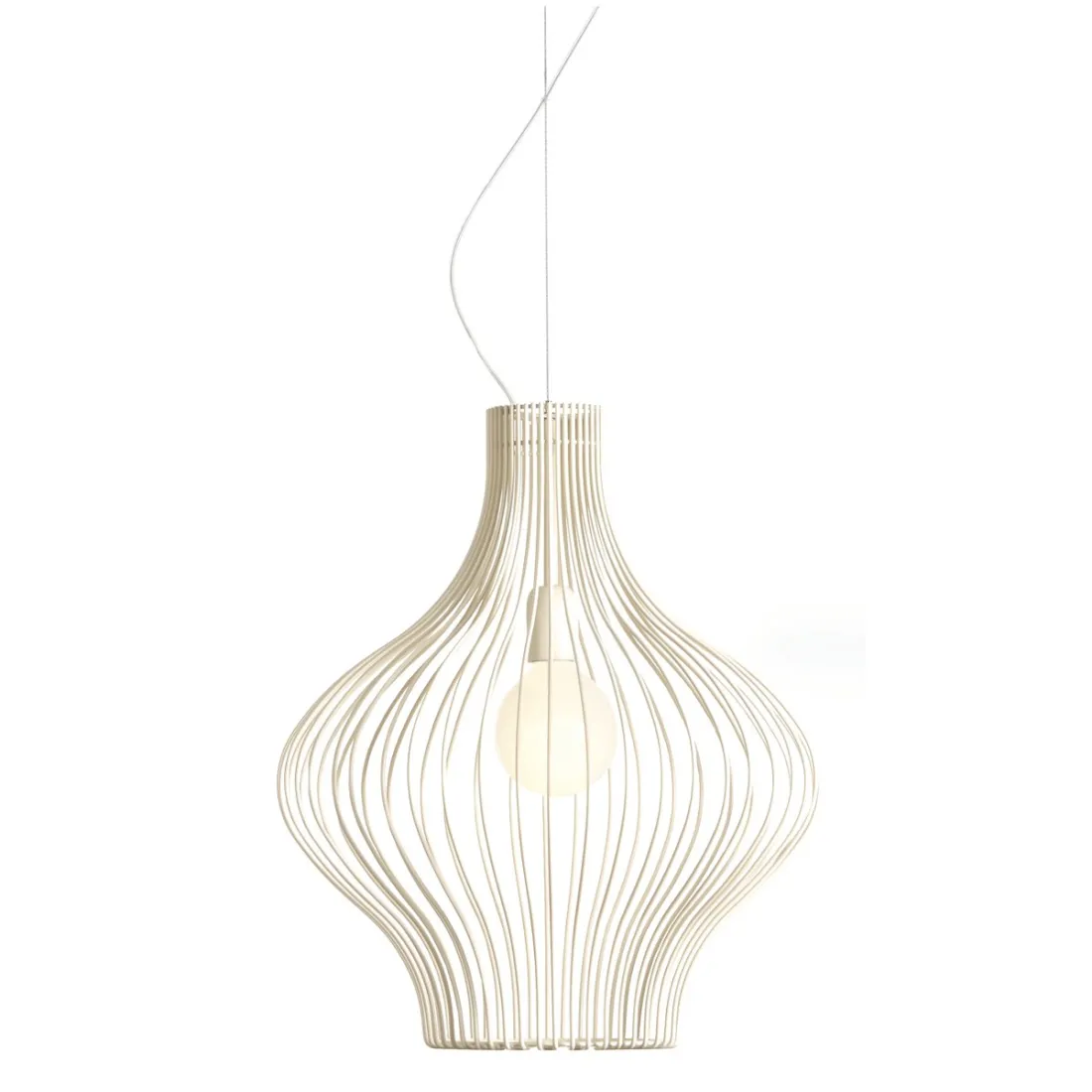 GB-TITTI 170 22 lustre en acier peint en ivoire suspension à l'intérieur de la cage E27