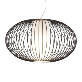 GB-TITTI lustre 170 29 90cm 1 suspension en acier peint ivoire clair à l'intérieur de la cage E27