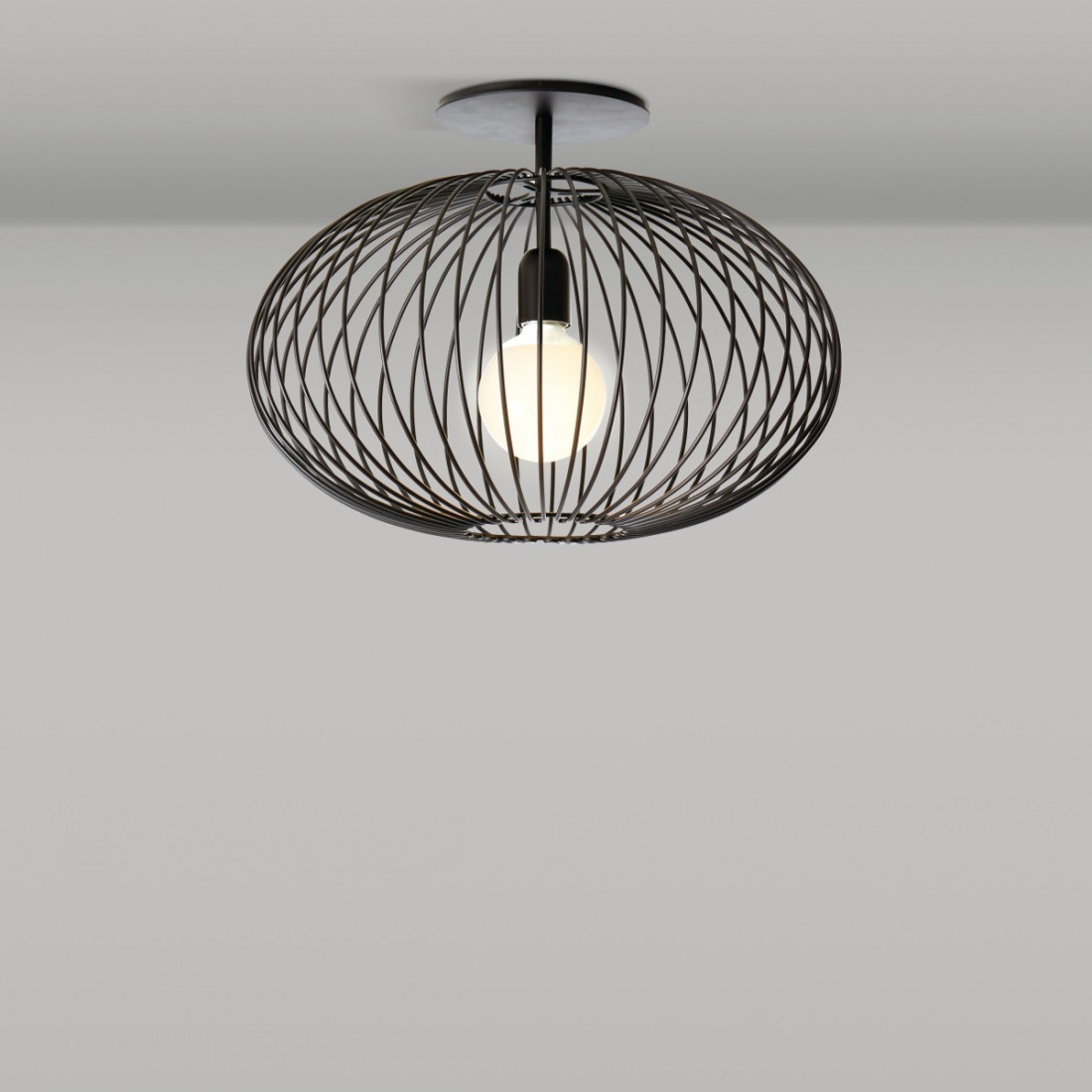 Plafoniera GB-TITTI 170 74 48cm acciaio ovale verniciato avorio lampada soffitto gabbia interno E27