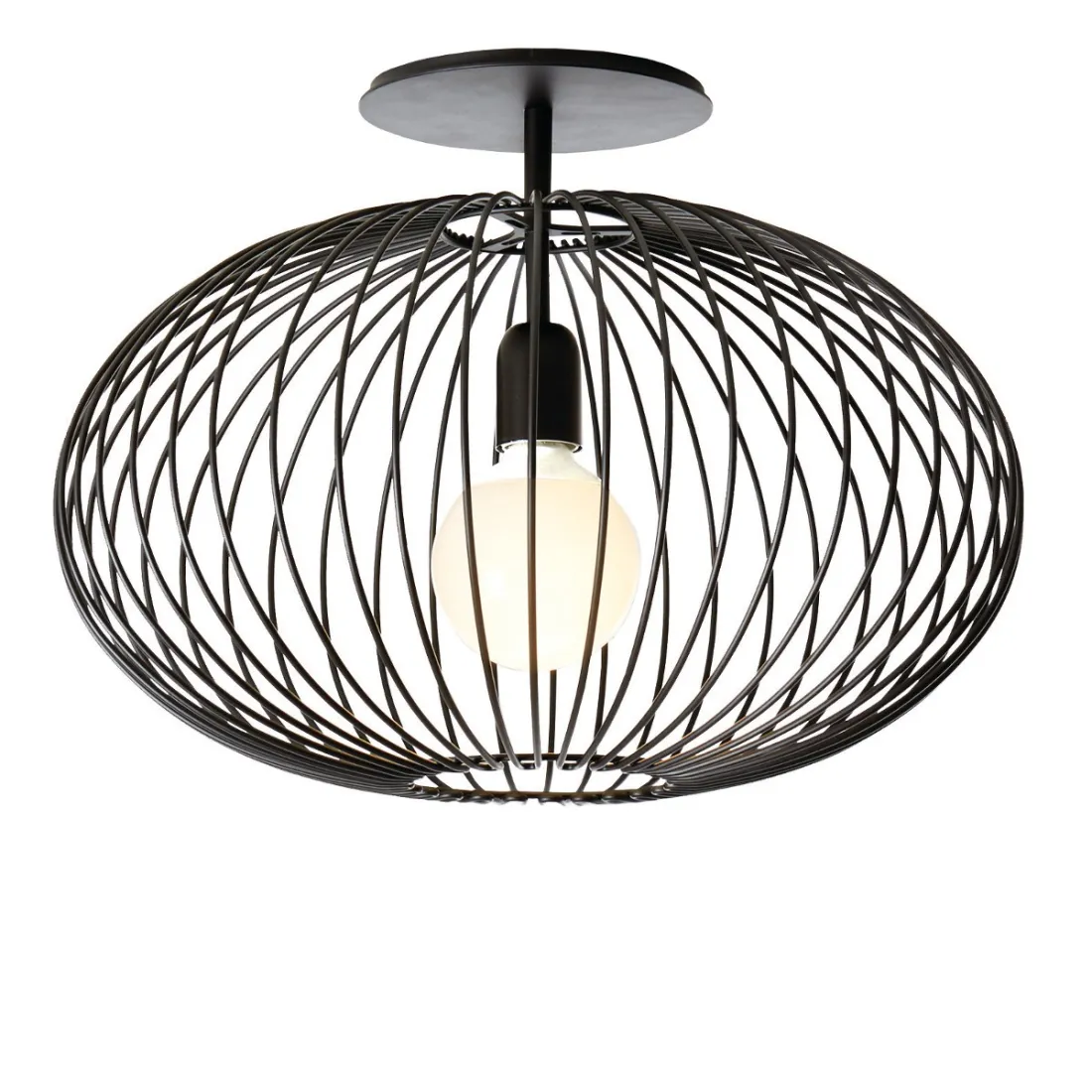 GB-TITTI plafonnier 170 74 48cm ovale acier peint ivoire plafonnier avec cage interne E27