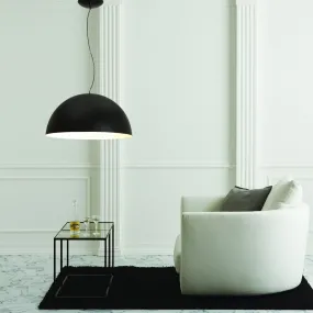 Sospensione GB-RUGIADA 122 24 40cm E27 cupola acciaio corten cemento nero bianco lampadario interno