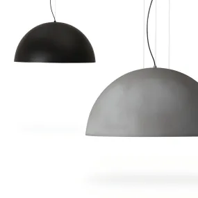 GB-RUGIADA suspension 122 24 40cm E27 corten dôme en acier noir ciment blanc lustre intérieur