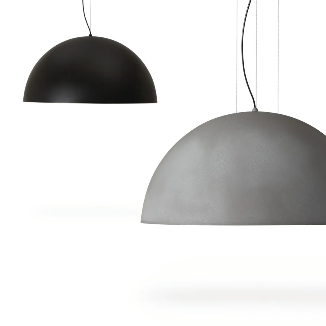 GB-RUGIADA suspension 122 24 40cm E27 corten dôme en acier noir ciment blanc lustre intérieur