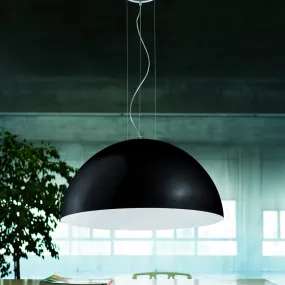 Sospensione GB-RUGIADA 122 24 40cm E27 cupola acciaio corten cemento nero bianco lampadario interno